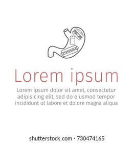 Stomach full of fast food. Vector sign for web graphics.