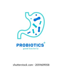 Stomach germ virus biology digestion icon. Lactobacillus probiotic. Stomach probiotic health