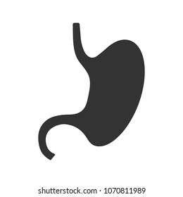 Stomach glyph icon. Gastrointestinal, tract. Silhouette symbol. Negative space. Vector isolated illustration