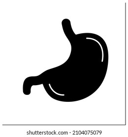 Stomach glyph icon.Medical treatment. Body parts. Digestive organ. Human internal organs concept.Filled flat sign. Isolated silhouette vector illustration