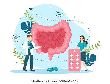 Magenheilkunde Gastroenterologie Vektorgrafik mit Bauchschmerzen und medizinische Forschung im Gesundheitswesen in handgezeichneten Flachkartoon-Vorlagen