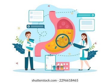 Stomach Health Gastroenterology Vector Illustration with Abdomen Pain and Medical Research for Healthcare in Flat Cartoon Hand Drawn Templates