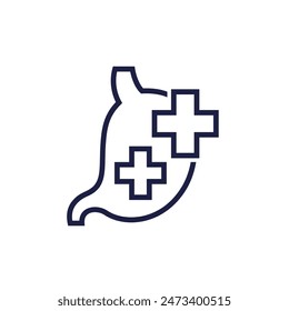 stomach health icon, line pictogram