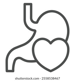 Stomach and heart shape line icon, human organs concept. Vector graphics. Food serving organ sign on white background, outline style icon for mobile or web design