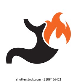 Stomach Heartburn Or Burning Icon. Gastritis And Acid Reflux Vector Illustration