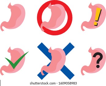 Stomach icon 6 types set