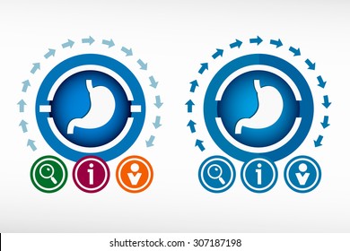 Stomach icon and creative design elements. Flat design concept.