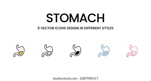 Stomach Icon Design in Five style with Editable Stroke. Line, Solid, Flat Line, Duo Tone Color, and Color Gradient Line. Suitable for Web Page, Mobile App, UI, UX and GUI design.