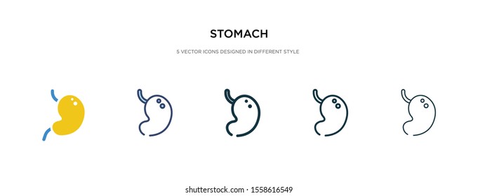 stomach icon in different style vector illustration. two colored and black stomach vector icons designed in filled, outline, line and stroke style can be used for web, mobile, ui