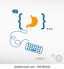 Stomach icon and flat design elements. Design concept icons for application development, web design, creative process.