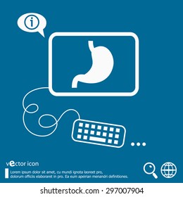 Stomach icon and flat design elements. Line icons for application development, web page coding and programming, creative process, social media, print.