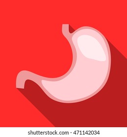 Stomach icon in flat style with long shadow. Human organs symbol