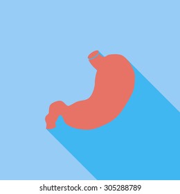 Stomach icon. Flat vector related icon with long shadow for web and mobile applications. It can be used as - logo, pictogram, icon, infographic element. Vector Illustration.