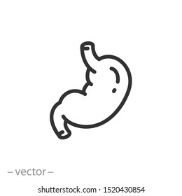 stomach icon, healthy digestive tract, gut, thin line symbol on white background - editable stroke vector illustration eps 10