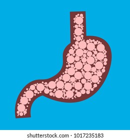  Stomach icon. Human internal organs symbol. Digestive system anatomy.