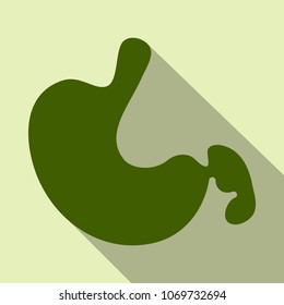 Stomach icon. Human internal organs symbol. Digestive system anatomy. Vector illustration in flat style isolated on color background