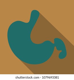 Stomach icon. Human internal organs symbol. Digestive system anatomy. Vector illustration in flat style isolated on color background
