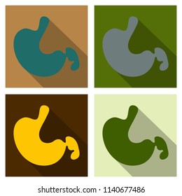 Stomach icon. Human internal organs symbol. Digestive system anatomy. Vector illustration in flat style isolated on color background