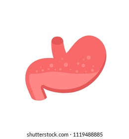 Stomach icon. Human organ of digestive system, stomach with acid in flat style. Vector