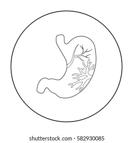 Stomach icon in outline style isolated on white background. Organs symbol stock vector illustration.