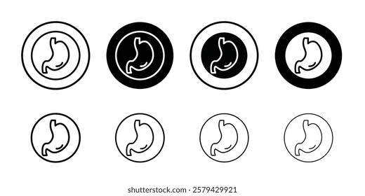 Stomach icon Outline thin set pack series