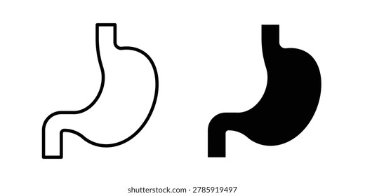Stomach icon pack in line art and flat design style