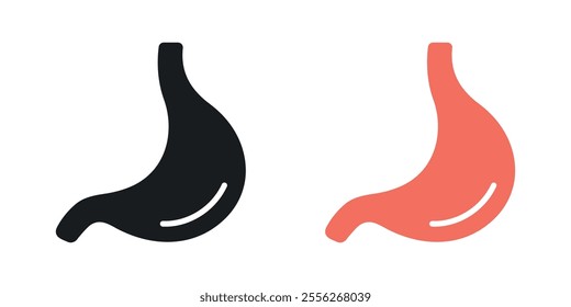 Stomach icon set in black and colored versions.