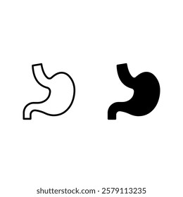 Stomach icon set color editable on white background