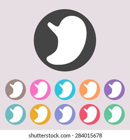  Stomach icon. Set of colored icons.