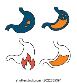 conjunto de iconos de estómago. símbolo de paquete de estómago elementos vectoriales para web infográfica