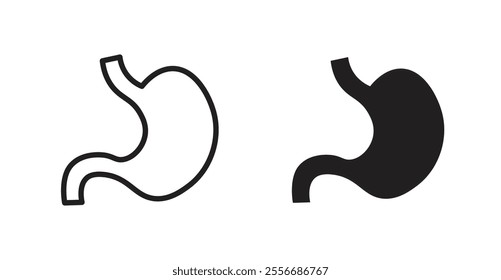 Stomach icon set in Thin line black color.