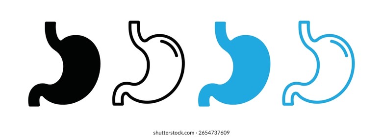 Stomach icon set vector isolated on white background