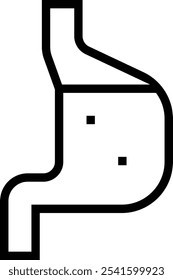 Icono del estómago. Diseño de estilo lineal delgado aislado sobre fondo blanco