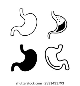 stomach icon vector symbol set, human stomach icon set, on white background..eps