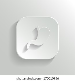 Stomach icon - vector white app button with shadow