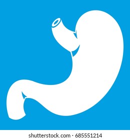 Stomach icon white isolated on blue background vector illustration
