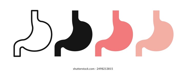 Stomach Iconicon vector collection in outlined and solid style