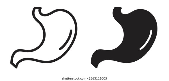 Stomach icons in black line and filled versions