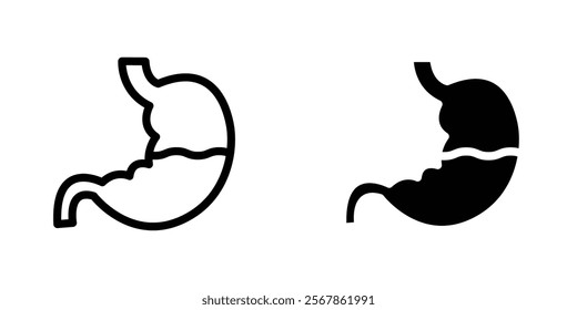 Stomach icons collection in Filled flat and thin line style.