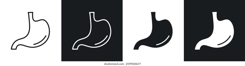 Stomach icons in flat and linear vector illustration on white background.