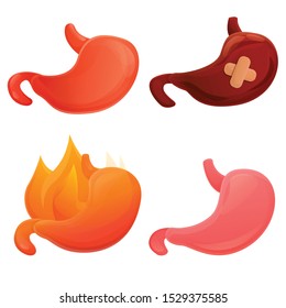 Stomach icons set. Cartoon set of stomach vector icons for web design