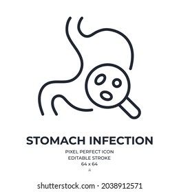 Stomach infection editable stroke outline icon isolated on white background flat vector illustration. Pixel perfect. 64 x 64.