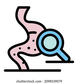 Icono de inspección de stomach. Esquema de la inspección del estómago de los vectores de los iconos de color aislado