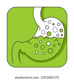Stomach juice icon - Gastric acid. Digestive fluid formed in stomach lining, with normal, high and low level of acid