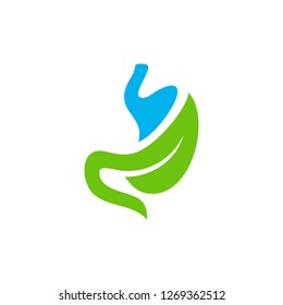 Stomach with Leaf logo design concept, Healthy Stomach logo Template Vector - Vector illustration