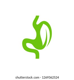 Stomach with Leaf logo design concept, Healthy Stomach logo Template Vector - Vector illustration
