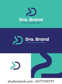 Stomach Letter D Concept Medical Doctor Logo Brand Kit Template