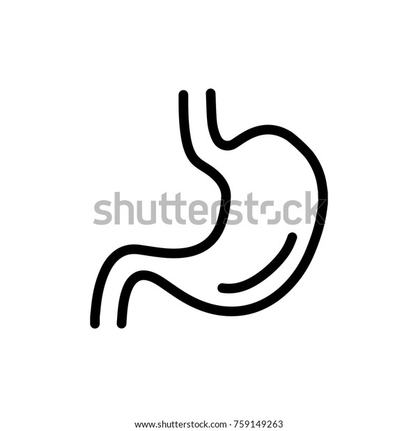 胃線のアイコン ウェブサイトのデザインとモバイルアプリ用の高品質な黒いアウトラインロゴ 白い背景にベクターイラスト のベクター画像素材 ロイヤリティフリー