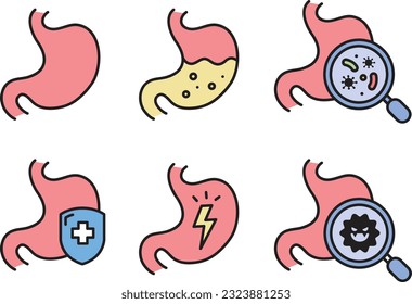 stomach line icon set of vector