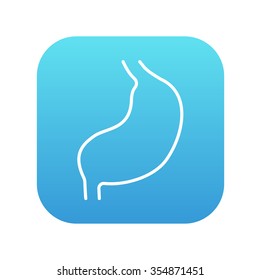 Icono de la línea Stomach para web, móvil e infografía. Icono de blanco vector en el cuadrado de gradiente azul con esquinas redondeadas aisladas en fondo blanco.